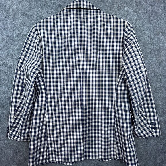 Tarleton Blazer Mens S - 38 Blue Plaid Japanese Stiff Preppy Academia Professor - Picture 5 of 9